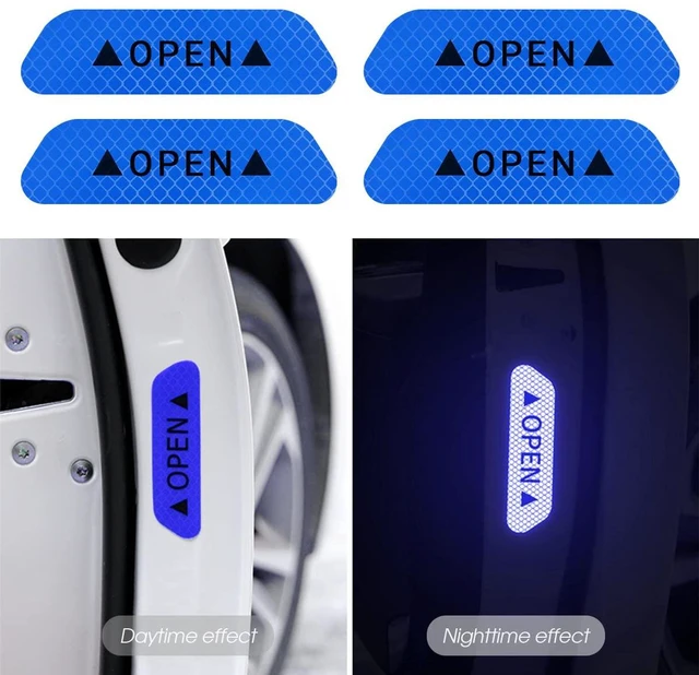 Alt view image 3 of 6 - AUKEPO 4PCS Car Door Reflective Warning Stickers, Blue | night-visibility surface, anti-collision prompt strips, fits most cars, SUVs, and trucks, car exterior accessories