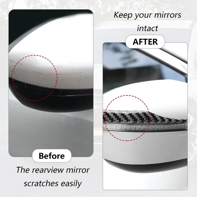 Alt view image 3 of 7 - 4PCS Car Rear View Mirror Anti-Collision Strip,Glossy Carbon Fiber Car Stickers and Decals for Decorations & Protections,Universal Automotive Exterior Accessories for Side View Mirror