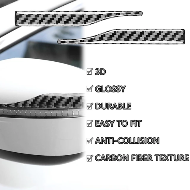 Alt view image 7 of 7 - 4PCS Car Rear View Mirror Anti-Collision Strip,Glossy Carbon Fiber Car Stickers and Decals for Decorations & Protections,Universal Automotive Exterior Accessories for Side View Mirror