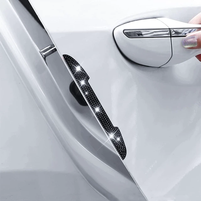 Alt view image 7 of 7 - BLAU GRUN 4PCS Bling Car Door Handle Scratch Protector, Black | 5.75x0.39 Inch, Universal fit, side panels/mirror edges, stainless steel, rhinestones, adhesive backing, exterior accessories