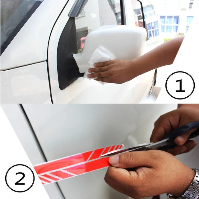 Alt view image 3 of 5 - 2 Pcs Car Rear View Mirror Vinyl Sticker, Black | DIY Auto Body Side Decal, Stripe Graphic Trim, Exterior Accessories for SUV & Vehicle