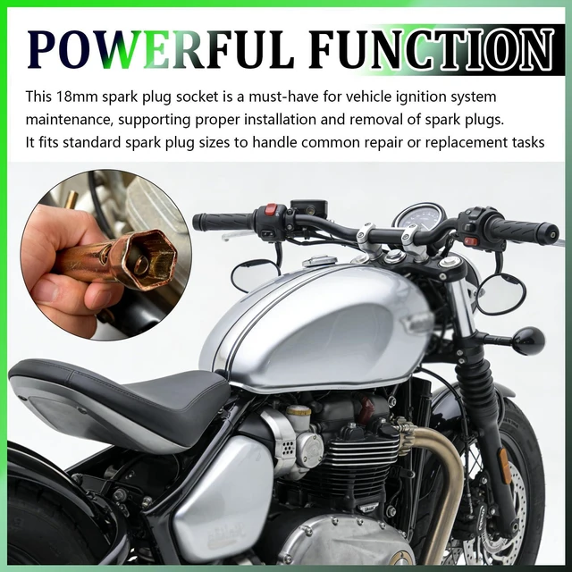 Alt view image 6 of 7 - Purthog Double Ended 16-18mm Spark Plug Wrench,Sturdy 5/8 Spark Plug Socket with Labor-Saving Lever,Professional Motorcycle Sparks Plugs Tool Spanner to Disassemble Sparks Plugs