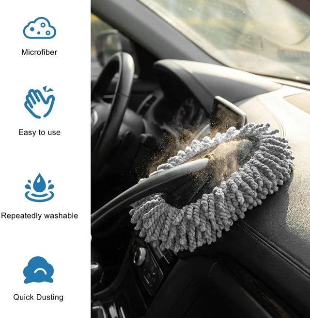 Alt view image 6 of 6 - KAUEGOW Car Dash Duster Brush, Super Soft Microfiber Duster Auto Dashboard Dust Detailing Tool, Multifunctional Scratch Free Dash Dust Cleaning Brush for Vehicle Home Kitchen (Gray)