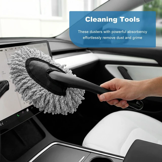 Alt view image 3 of 6 - KAUEGOW Car Dash Duster Brush, Super Soft Microfiber Duster Auto Dashboard Dust Detailing Tool, Multifunctional Scratch Free Dash Dust Cleaning Brush for Vehicle Home Kitchen (Gray)