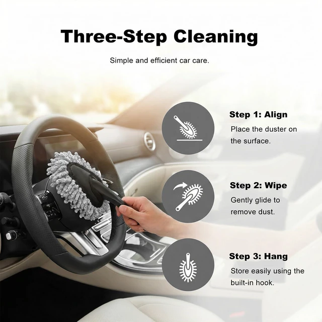 Alt view image 5 of 6 - KAUEGOW Car Dash Duster Brush, Super Soft Microfiber Duster Auto Dashboard Dust Detailing Tool, Multifunctional Scratch Free Dash Dust Cleaning Brush for Vehicle Home Kitchen (Gray)