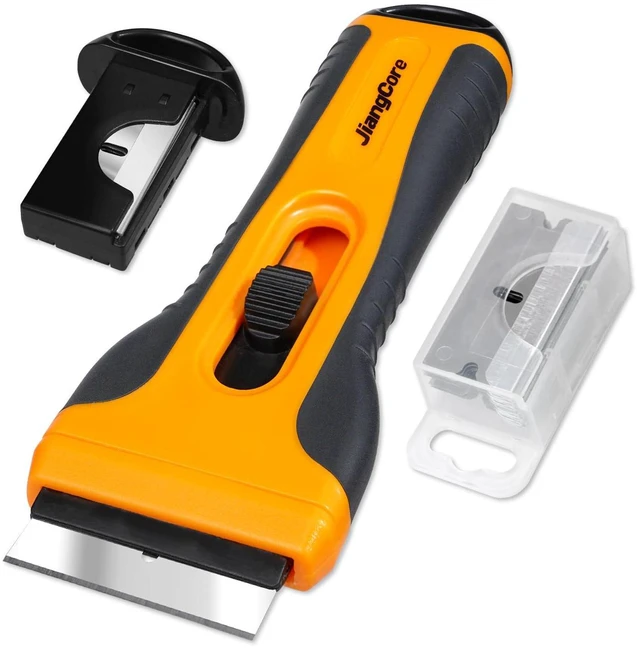 Main image of Razor Blade Scraper Tool with 15 Extra SK5 Blades - Multi-Surface for Glass Tile Window Car Cooktops - Stainless Steel, Cleaning & Paint Removal Tool