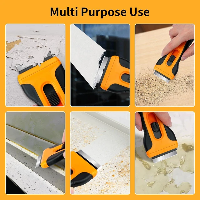 Alt view image 4 of 6 - Razor Blade Scraper Tool with 15 Extra SK5 Blades - Multi-Surface for Glass Tile Window Car Cooktops - Stainless Steel, Cleaning & Paint Removal Tool