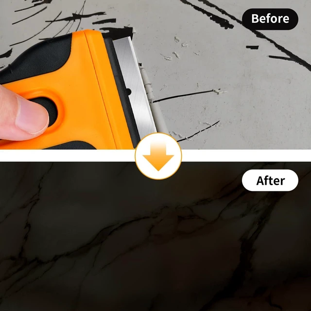 Alt view image 3 of 6 - Razor Blade Scraper Tool with 15 Extra SK5 Blades - Multi-Surface for Glass Tile Window Car Cooktops - Stainless Steel, Cleaning & Paint Removal Tool