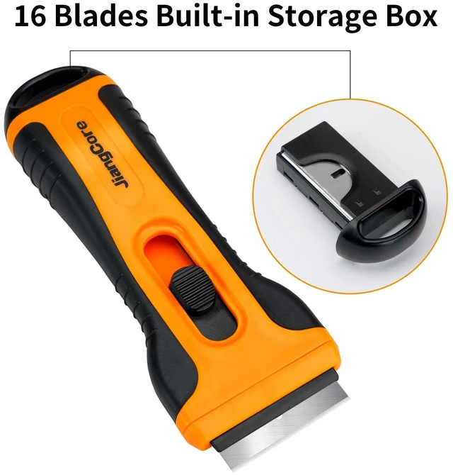 Alt view image 5 of 6 - Razor Blade Scraper Tool with 15 Extra SK5 Blades - Multi-Surface for Glass Tile Window Car Cooktops - Stainless Steel, Cleaning & Paint Removal Tool