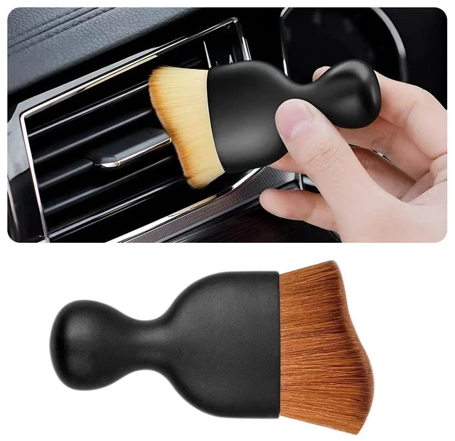 Main image of Blilo Car Interior Detailing Brush, Auto Soft Hair Cleaning Brushes, Curved Dirt Dust Collectors, Removal Tool for Dashboard Air Conditioner Vents Leather, Scratch Free (Dark Brown/1PCS)