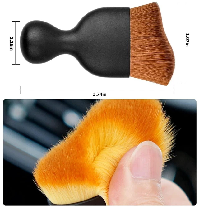Alt view image 2 of 6 - Blilo Car Interior Detailing Brush, Auto Soft Hair Cleaning Brushes, Curved Dirt Dust Collectors, Removal Tool for Dashboard Air Conditioner Vents Leather, Scratch Free (Dark Brown/1PCS)