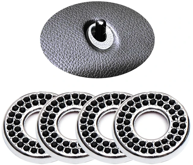 Main image of 1 Pack 4 Pcs Bling Car Inner Door Lock Covers, Car Bling Accessories For Women Rhinestone, Rhinestones Pull Rod Bolt Decoration Covers Compatible With Mercedes-Benz A,B,C,D,E Class, Gla ,Glc (Black)