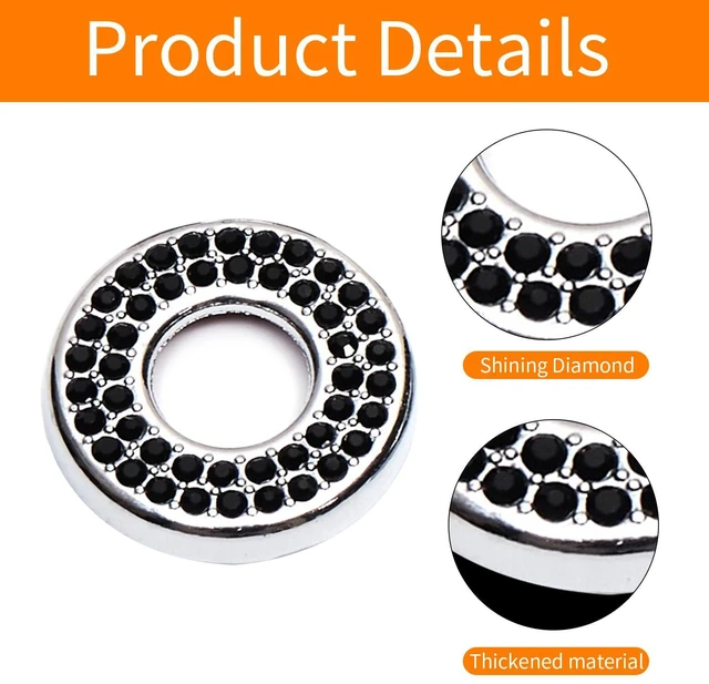 Alt view image 3 of 5 - 1 Pack 4 Pcs Bling Car Inner Door Lock Covers, Car Bling Accessories For Women Rhinestone, Rhinestones Pull Rod Bolt Decoration Covers Compatible With Mercedes-Benz A,B,C,D,E Class, Gla ,Glc (Black)
