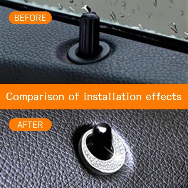 Alt view image 5 of 5 - 1 Pack 4 Pcs Bling Car Inner Door Lock Covers, Car Bling Accessories For Women Rhinestone, Rhinestones Pull Rod Bolt Decoration Covers Compatible With Mercedes-Benz A,B,C,D,E Class, Gla ,Glc (Black)