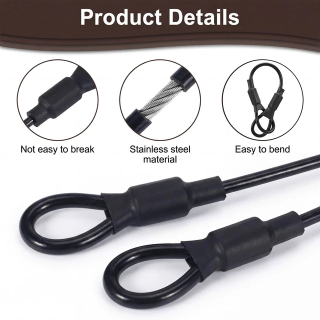 Alt view image 3 of 7 - 6 Pack Steel Cable with Loops, 3mm Stainless Steel Safety Cable | with Sturdy PVC Coating, Lanyard Cables for Outdoor Adventures Home Safety Travel Protection