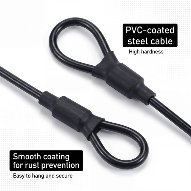Alt view image 5 of 7 - 6 Pack Steel Cable with Loops, 3mm Stainless Steel Safety Cable | with Sturdy PVC Coating, Lanyard Cables for Outdoor Adventures Home Safety Travel Protection