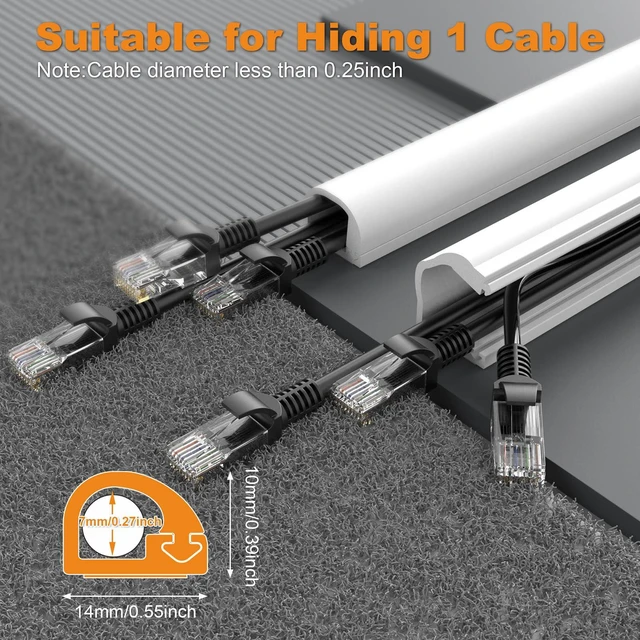 Alt view image 2 of 7 - 39" Silicone TV Cord Hider for Wall Mounted TV, Self-Adhesive Wire Hiders for TV on Wall, Wire Concealer for Cords Hide Cables, Cable Covers White, Raceway Cable Management, Electric Wire Channels 1m