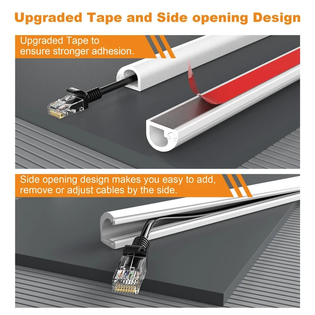 Alt view image 3 of 7 - 39" Silicone TV Cord Hider for Wall Mounted TV, Self-Adhesive Wire Hiders for TV on Wall, Wire Concealer for Cords Hide Cables, Cable Covers White, Raceway Cable Management, Electric Wire Channels 1m