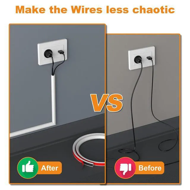 Alt view image 5 of 7 - 39" Silicone TV Cord Hider for Wall Mounted TV, Self-Adhesive Wire Hiders for TV on Wall, Wire Concealer for Cords Hide Cables, Cable Covers White, Raceway Cable Management, Electric Wire Channels 1m