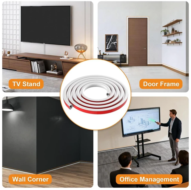 Alt view image 6 of 7 - 39" Silicone TV Cord Hider for Wall Mounted TV, Self-Adhesive Wire Hiders for TV on Wall, Wire Concealer for Cords Hide Cables, Cable Covers White, Raceway Cable Management, Electric Wire Channels 1m
