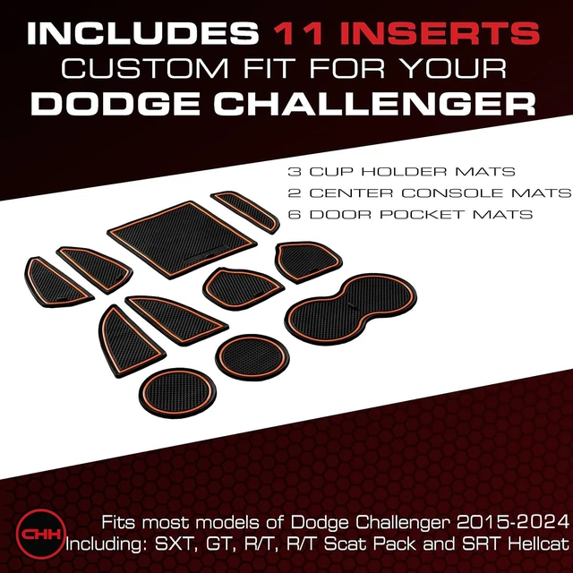 Alt view image 2 of 4 - CupHolderHero for Dodge Challenger 2015-2024 11pc Cup Holder (Orange) | Custom-fit 11-piece Rubber set for Dodge Challenger 2015-2024 non-slip, heat resistant to 170°F in Orange