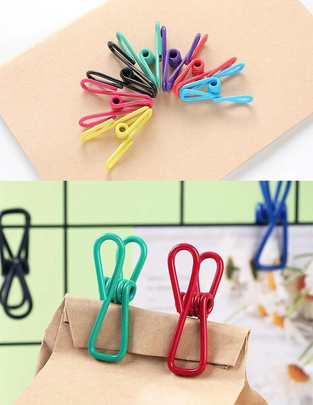 Alt view image 6 of 7 - 2 Inch Chip Clips 20pcs,Steel Clothes Pins Utility PVC-Coated Steel Clips for Food Package Chips Bag Parper (20, Multi-Colored)