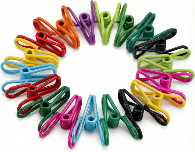 Main image of PVC-Coated Utility Clips, 2 Inch, 18 Pack, Colorful | PVC-Coated Steel Chip Bag Clips for Sealing Food, Paper Holder, Clothesline Clip for Laundry Hanging, Kitchen Bags