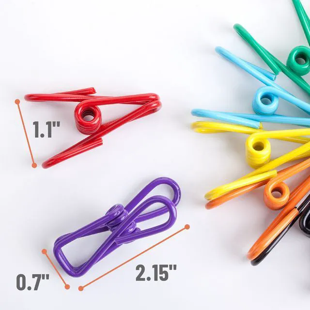 Alt view image 3 of 7 - PVC-Coated Utility Clips, 2 Inch, 18 Pack, Colorful | PVC-Coated Steel Chip Bag Clips for Sealing Food, Paper Holder, Clothesline Clip for Laundry Hanging, Kitchen Bags