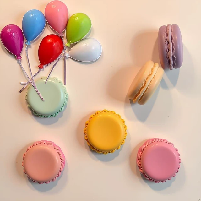 Alt view image 3 of 7 - 6Pcs Cute Macaron Fridge Magnets, Creative Balloon Fridge Decorations, Magnetic Sticky Notes for Whiteboards, (Random Colors)