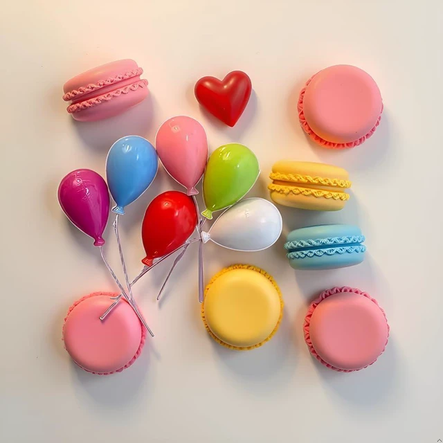 Alt view image 7 of 7 - 6Pcs Cute Macaron Fridge Magnets, Creative Balloon Fridge Decorations, Magnetic Sticky Notes for Whiteboards, (Random Colors)