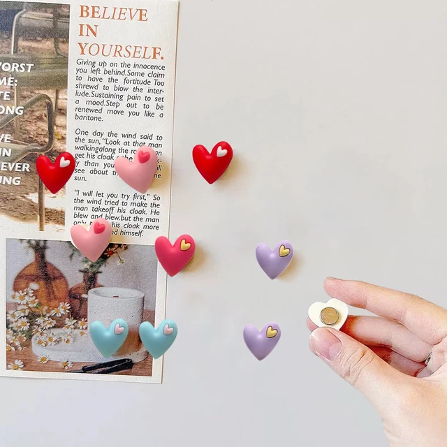 Alt view image 6 of 7 - Cute Refrigerator Magnets,Fun Small Fridge Magnets,Colorful Heart Decorative Magnets for Locker Whiteboard Office Photos Notes,20PCS