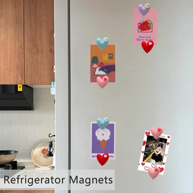 Alt view image 7 of 7 - Cute Refrigerator Magnets,Fun Small Fridge Magnets,Colorful Heart Decorative Magnets for Locker Whiteboard Office Photos Notes,20PCS
