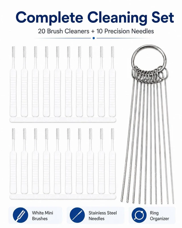 Alt view image 2 of 7 - 30 Pcs Shower Head Cleaning Brush Set Cleaner Picks - Small Hole Nozzle Unclogger, Anti-Clogging Shower Head Cleaner with Storage Boxes