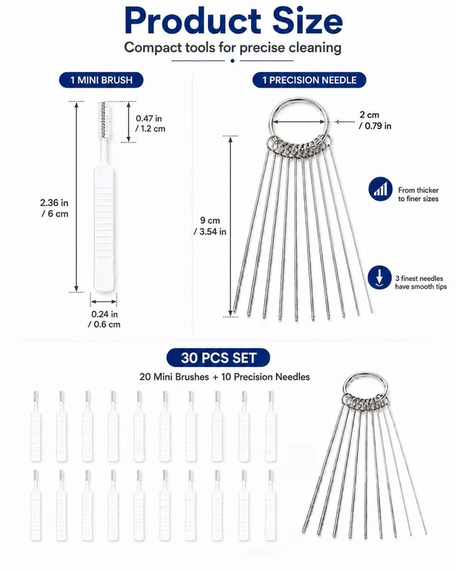 Alt view image 3 of 7 - 30 Pcs Shower Head Cleaning Brush Set Cleaner Picks - Small Hole Nozzle Unclogger, Anti-Clogging Shower Head Cleaner with Storage Boxes