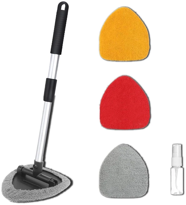 Main image of Piburth Car Window Cleaner, Car Cleanser Brush, Car Accessories Car Cleaning Supplies Tools, Car Cleaning Kit with Extendable Handle, Microfiber Cloth, Spray Bottle, Fits All Cars