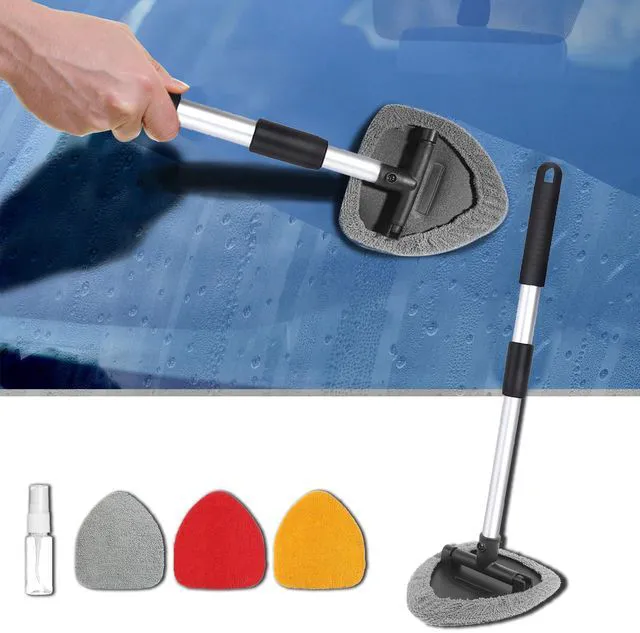 Alt view image 2 of 7 - Piburth Car Window Cleaner, Car Cleanser Brush, Car Accessories Car Cleaning Supplies Tools, Car Cleaning Kit with Extendable Handle, Microfiber Cloth, Spray Bottle, Fits All Cars