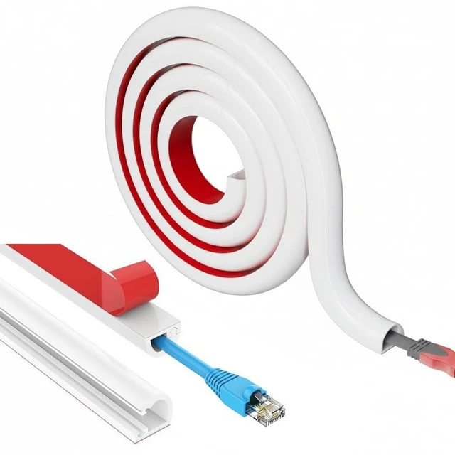 Main image of 39" Flexible Silicone Cord Hider - Self-Adhesive Side-Opening Cable Cover for Wall Mounted TV, Home & Office Wire Management (Fits 1 Cord <1/4")