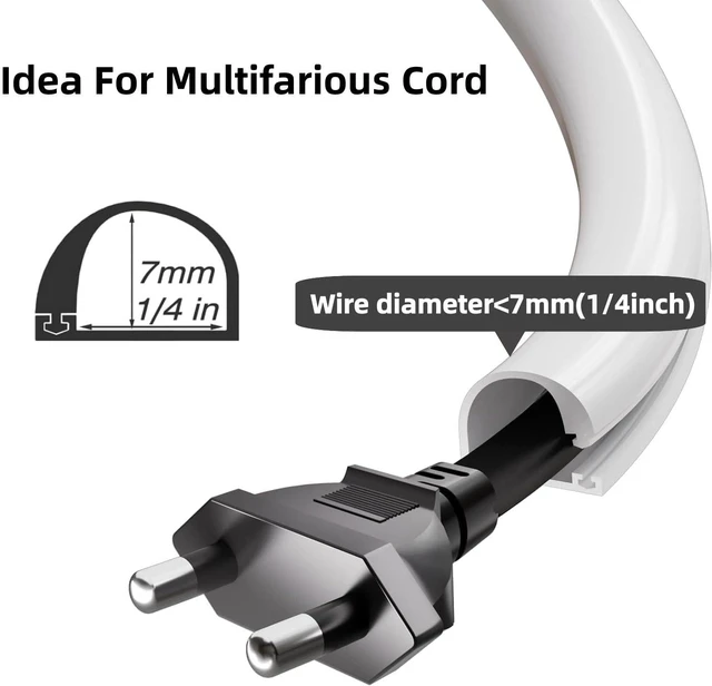 Alt view image 2 of 6 - 39" Flexible Silicone Cord Hider - Self-Adhesive Side-Opening Cable Cover for Wall Mounted TV, Home & Office Wire Management (Fits 1 Cord <1/4")