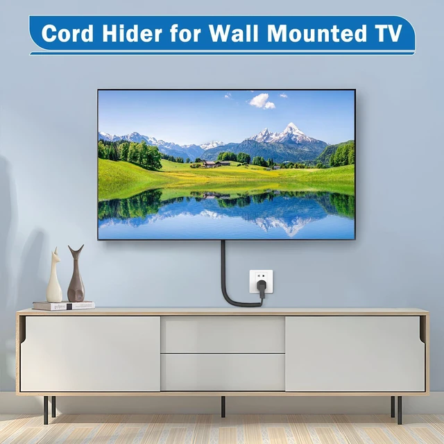 Alt view image 6 of 7 - UOMTFAI Wall Cord Hider 39 Inch Wire Hider for Cords W0.59in H0.39in Black | Self Adhesive, Flexible, PVC Material, for Wall Mount TV, Cable Concealer, Wire Cover Raceway for Home & Office