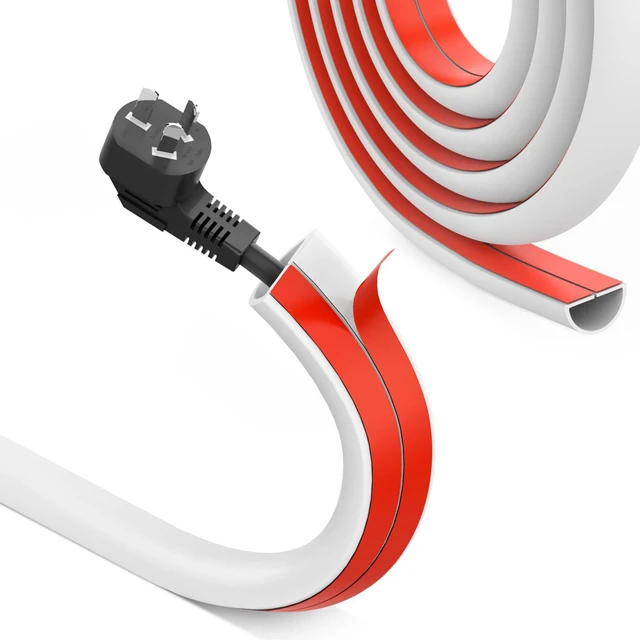 Main image of UOMTFAI Wall Cord Hider 39 Inch Wire Hider for Cords W0.59in H0.39in White | Self Adhesive, Flexible, PVC Material, for Wall Mount TV, Cable Concealer, Wire Cover Raceway for Home & Office
