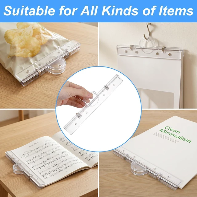 Alt view image 3 of 7 - 2Pcs Transparent Clamps for Fridge, 7.9" Large Magnetic Binder Clips | Binder Clips Large for Whiteboard, Plastic Binder Clips for Kitchen, Office, Home, Extra Large Clips