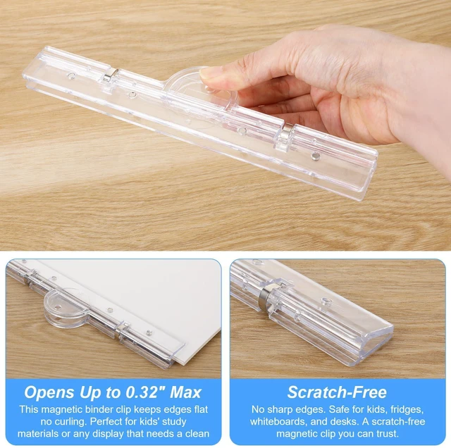 Alt view image 7 of 7 - 2Pcs Transparent Clamps for Fridge, 7.9" Large Magnetic Binder Clips | Binder Clips Large for Whiteboard, Plastic Binder Clips for Kitchen, Office, Home, Extra Large Clips