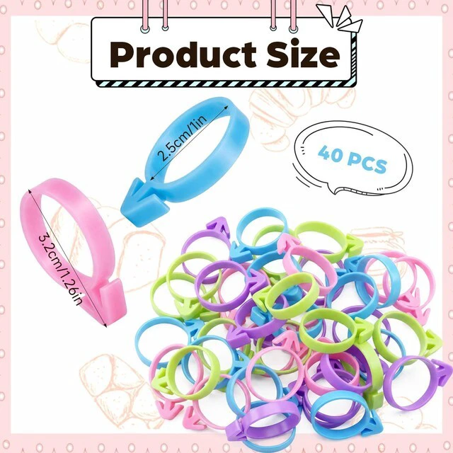 Alt view image 3 of 7 - 4 Color Reusable Silicone Pastry Bag Ties, 40 PCS Piping Bag Ties | Decoration Icing Bags Tie, Cake and Pastry Supplies, Bags Holder Clips, for Cupcakes Cookies, Pastrys Seal, Purple, Pink