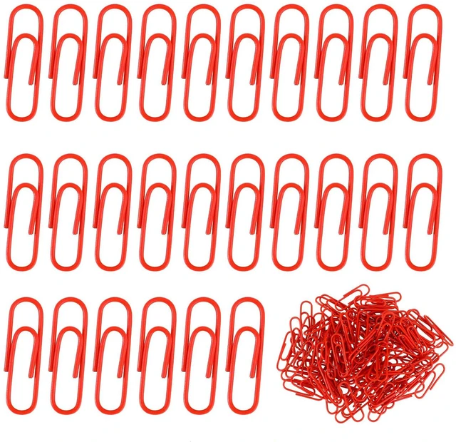 Main image of SULIKJHUI 200 Pcs Red Paper Clips, 1.1 Inch Vinyl Coated Stainless Steel Binder Clips, for Office, School, Home & Document Organizing (Box Pack)