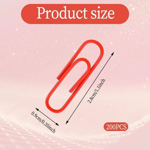Alt view image 4 of 7 - SULIKJHUI 200 Pcs Red Paper Clips, 1.1 Inch Vinyl Coated Stainless Steel Binder Clips, for Office, School, Home & Document Organizing (Box Pack)