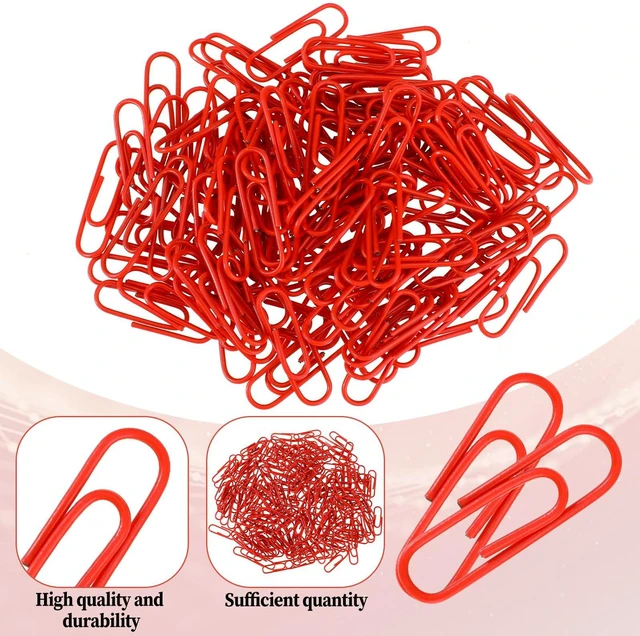 Alt view image 7 of 7 - SULIKJHUI 200 Pcs Red Paper Clips, 1.1 Inch Vinyl Coated Stainless Steel Binder Clips, for Office, School, Home & Document Organizing (Box Pack)