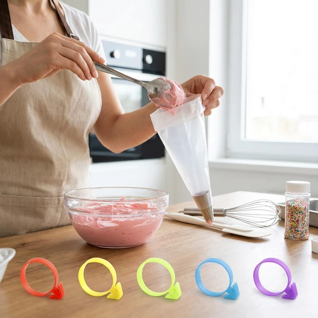 Alt view image 5 of 6 - 30 Pcs Icing Bag Ties, Silicone Pastry Bag Ties, Multicolo Piping Bag Ties | Reusable Piping Bag Clips, Decoration Bag Cake and Pastry Supplies Clips Suitable for Cupcakes Cookies and Pastry Seal