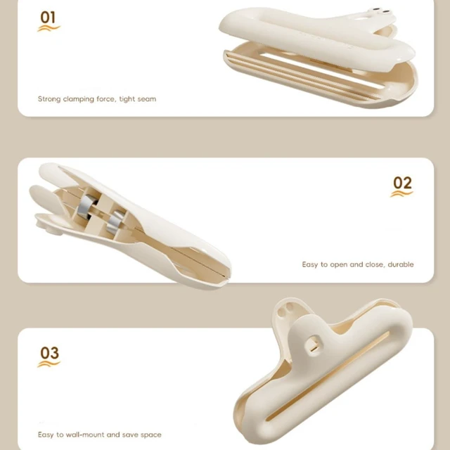 Alt view image 4 of 7 - 4 Pack Bag Clips, Food Clips, Chip Bag Clips Plastic Heavy Duty Seal Grip Stainless Steel Bag Clips, Assorted Color, Heavy Duty Air Tight Seal for Kitchen, Office