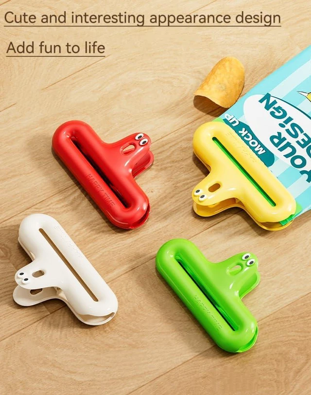 Alt view image 5 of 7 - 4 Pack Bag Clips, Food Clips, Chip Bag Clips Plastic Heavy Duty Seal Grip Stainless Steel Bag Clips, Assorted Color, Heavy Duty Air Tight Seal for Kitchen, Office