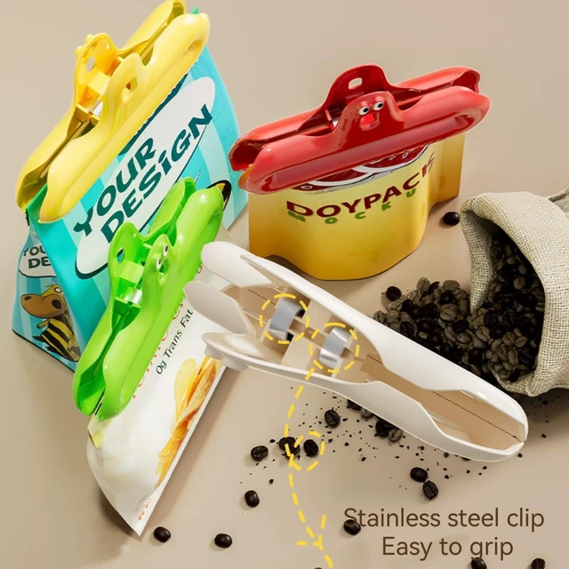Alt view image 7 of 7 - 4 Pack Bag Clips, Food Clips, Chip Bag Clips Plastic Heavy Duty Seal Grip Stainless Steel Bag Clips, Assorted Color, Heavy Duty Air Tight Seal for Kitchen, Office
